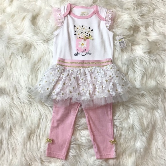 (2) Pc DDG Darlings Baby Girl Creeper & Tutu Skirt Pants Set Size 6-9 Months - Picture 4 of 8